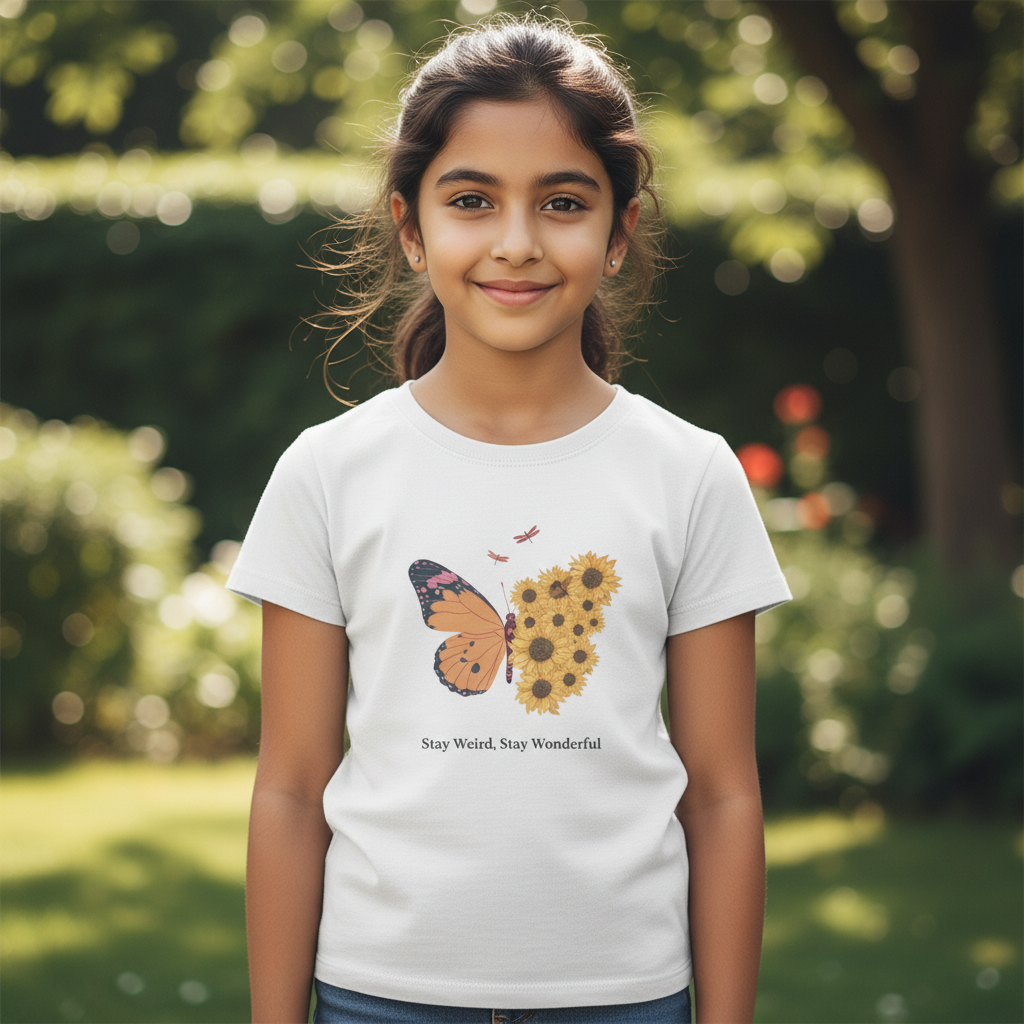 Kid's Girls Regular T-shirt Butterfly Print