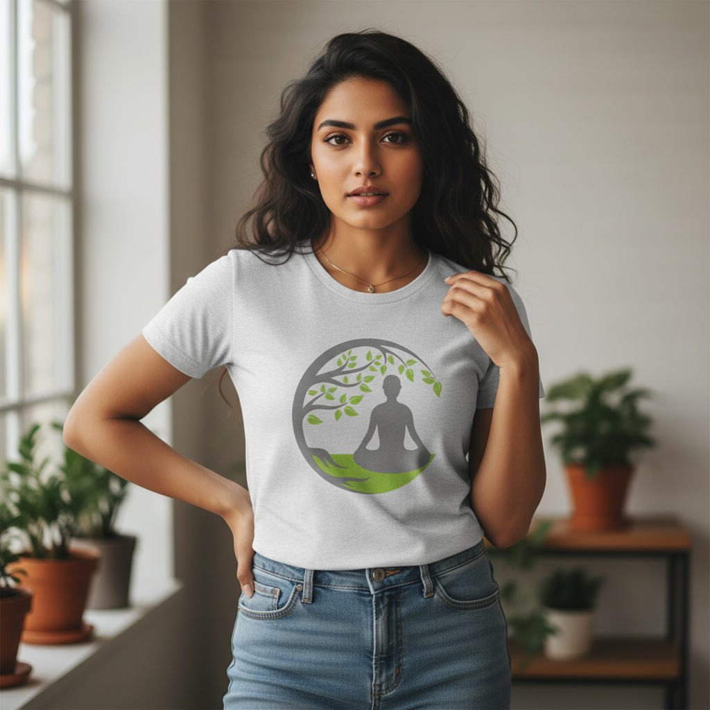 Women's Half Sleeves T-shirt Tree Yoga Print