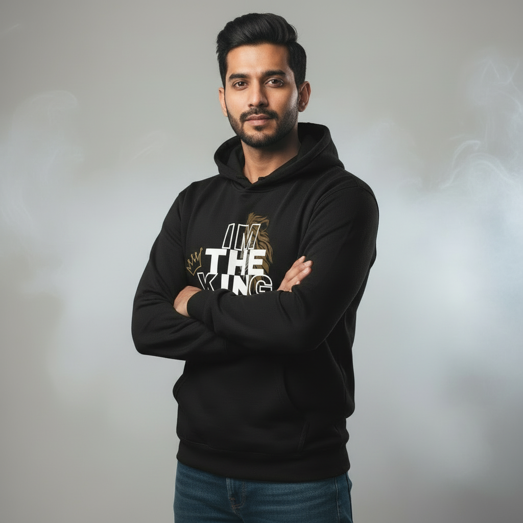 Men's  Full Sleeves Hoodie I M King Print