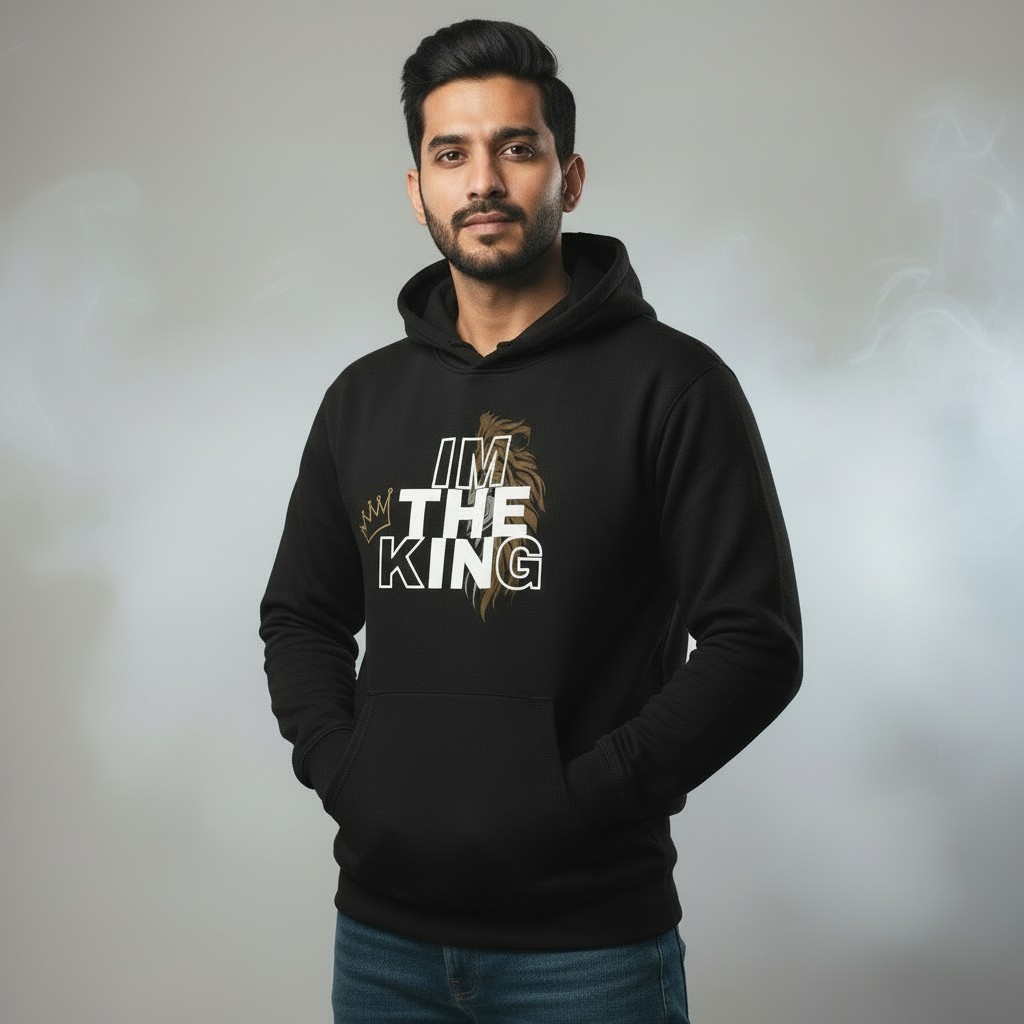 Men's  Full Sleeves Hoodie I M King Print