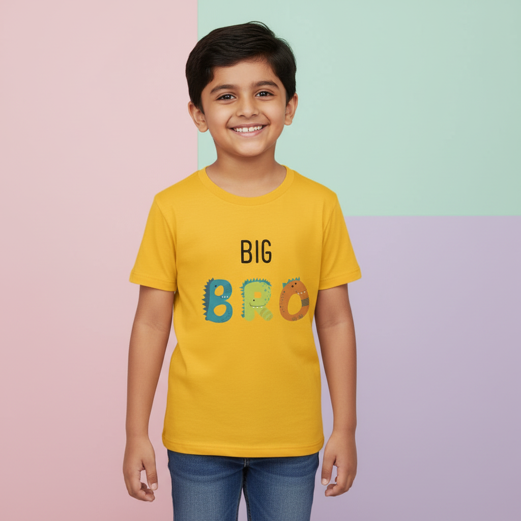 Kid's Boys Half Sleeves T-shirt Big Bro Print