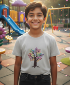 Kids Short Sleeves T-shirt Multicolor Tree Print