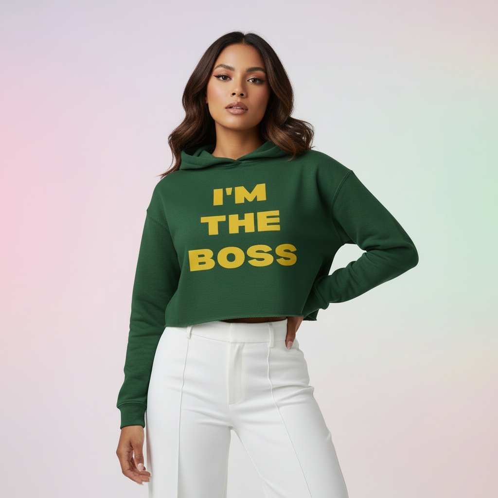 Women’s Crop Hoodie Boss Print