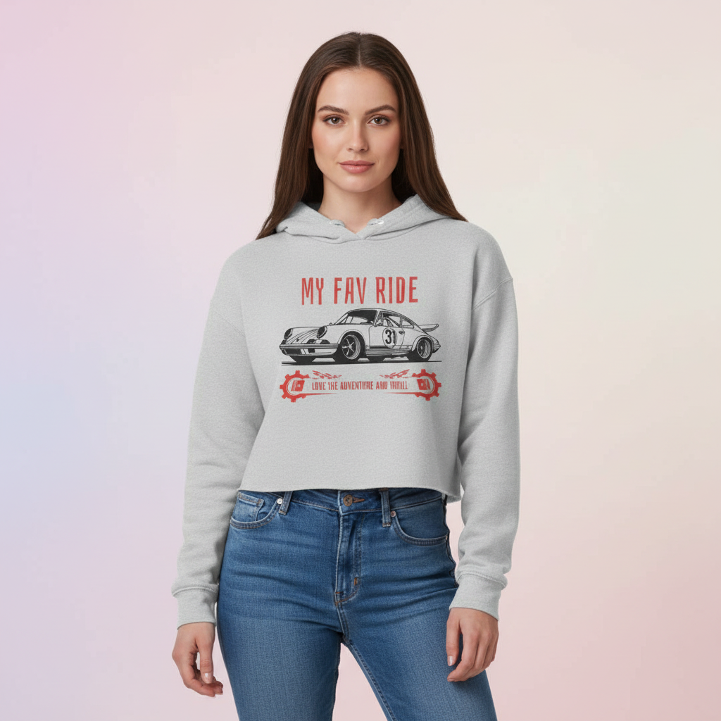 Women’s Crop Hoodie fav ride print