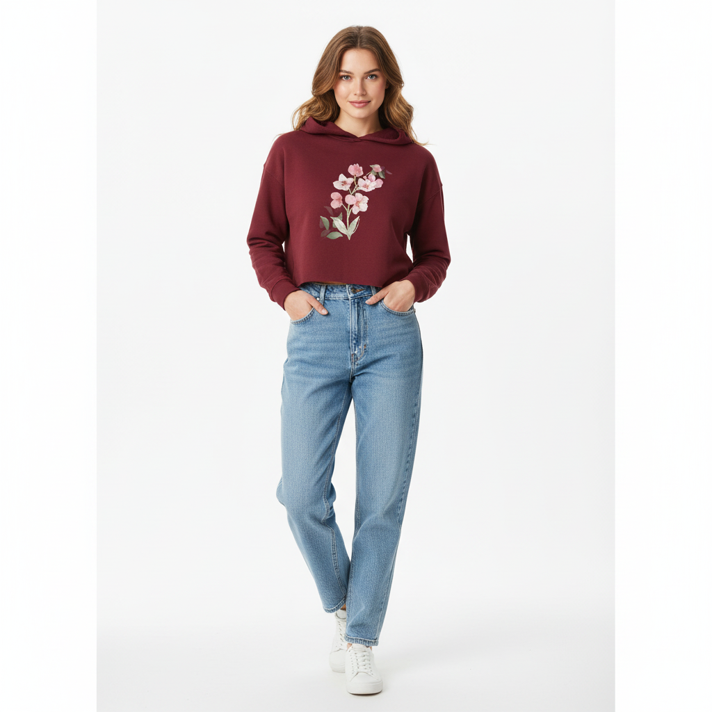 Women’s Crop Hoodie Floral Print