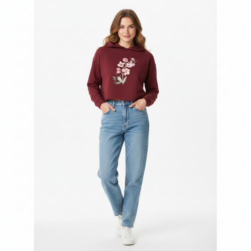 Women’s Crop Hoodie Floral Print