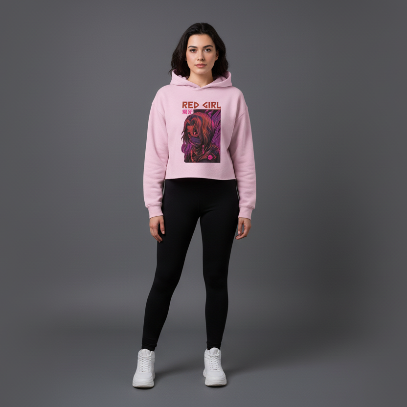 Women’s Crop Hoodie Red Girl Print