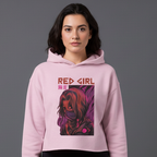 Women’s Crop Hoodie Red Girl Print