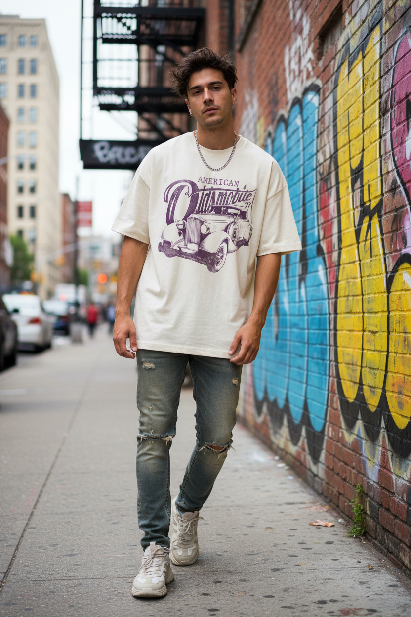 Men’s Premium Oversized T-Shirt Car print