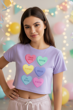 Women's Crop Top/T-shirt Hugs Sweet Valentine Print