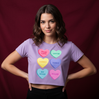 Women's Crop Top/T-shirt Hugs Sweet Valentine Print