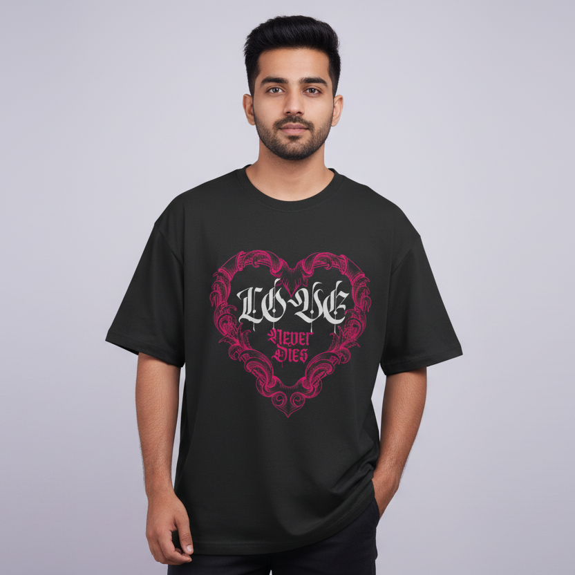 Men's Oversized T-shirt Love Never Dies Print