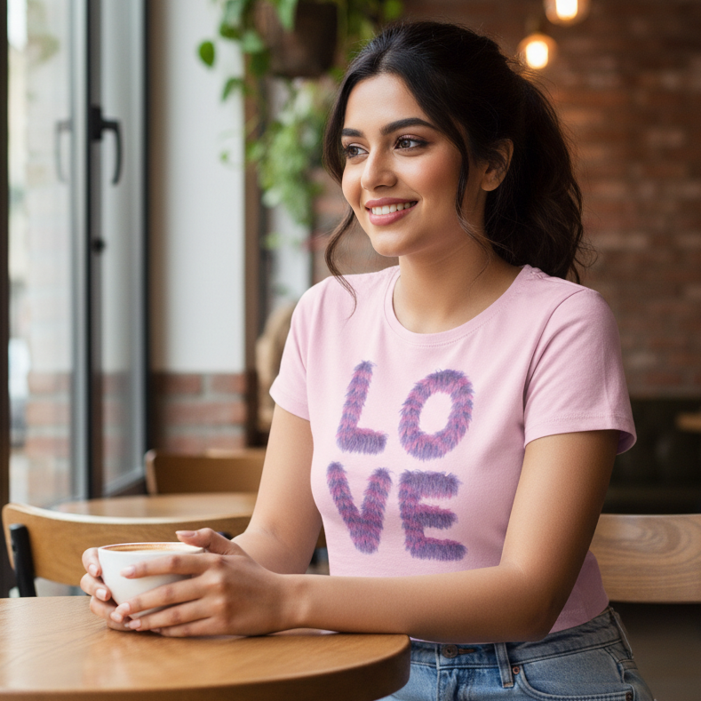 Women's Crop Top Purple Love Print