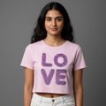 Women's Crop Top Purple Love Print