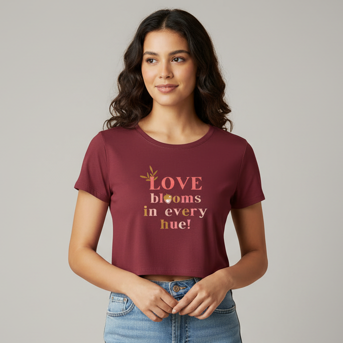 Women’s Crop Top Love Blooms Print
