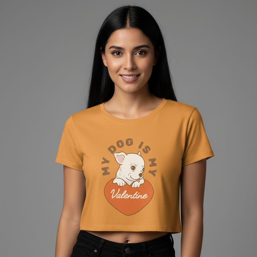 Women’s Crop Top Dog Valentine Print