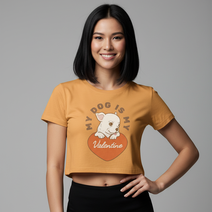 Women’s Crop Top Dog Valentine Print