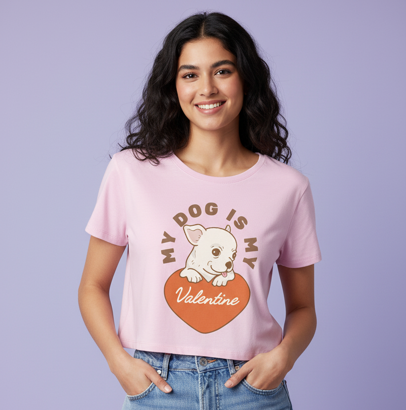 Women’s Crop Top Dog Valentine Print