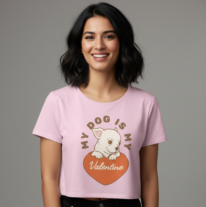 Women’s Crop Top Dog Valentine Print