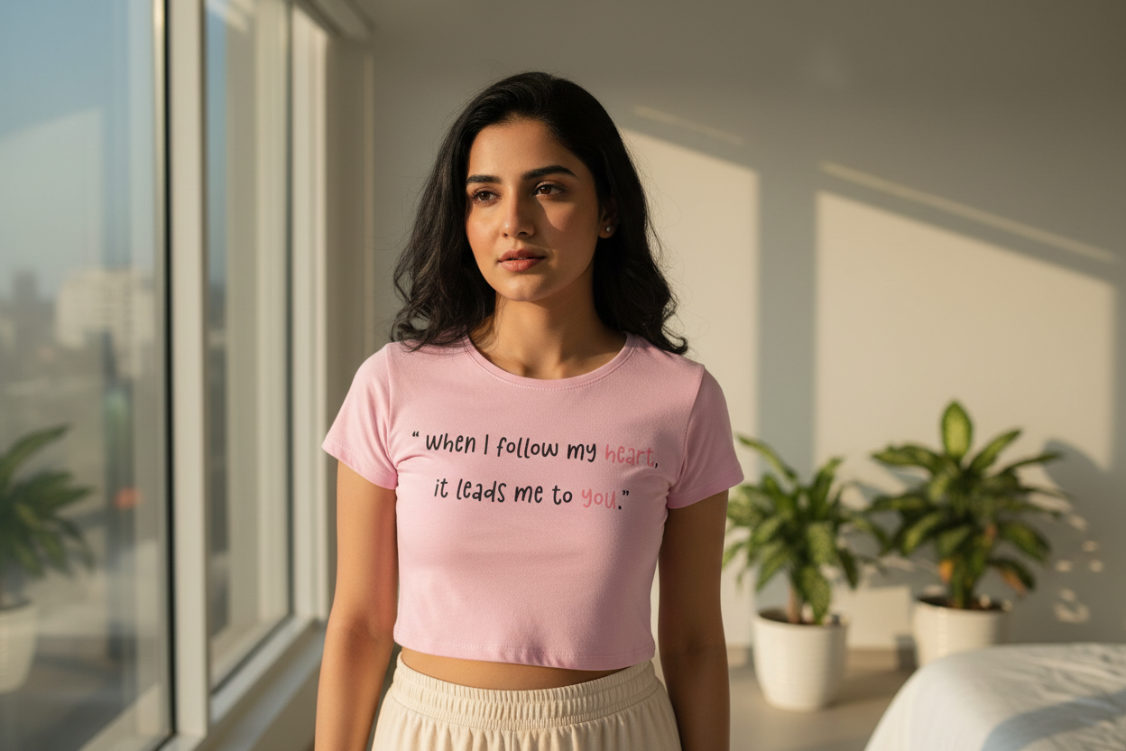 Women’s Crop Top Heart Leads Print