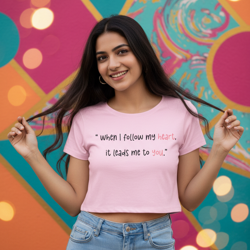 Women’s Crop Top Heart Leads Print
