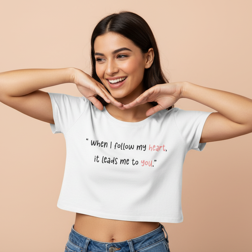 Women’s Crop Top Heart Leads Print