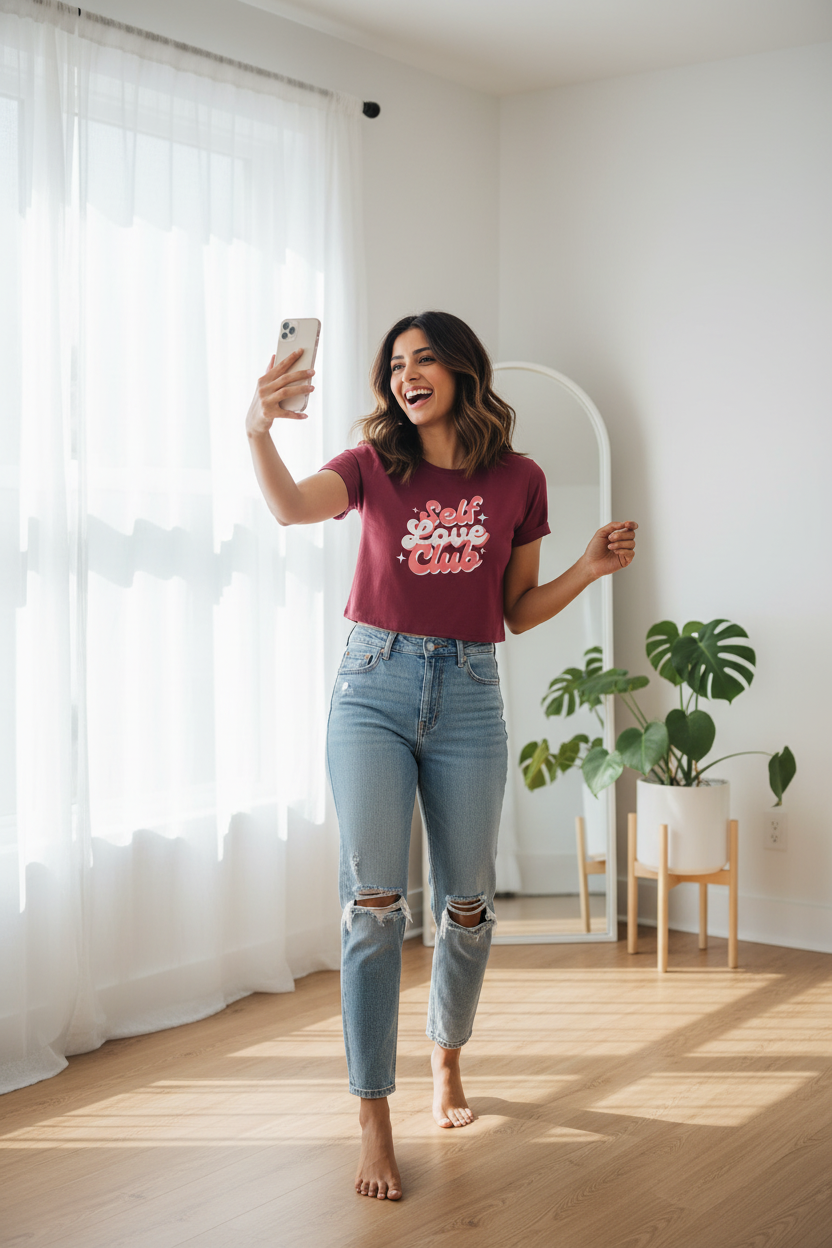 Women’s Crop Top Self Love Print