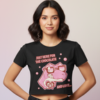 Women’s Crop Top Here for chocolate Print