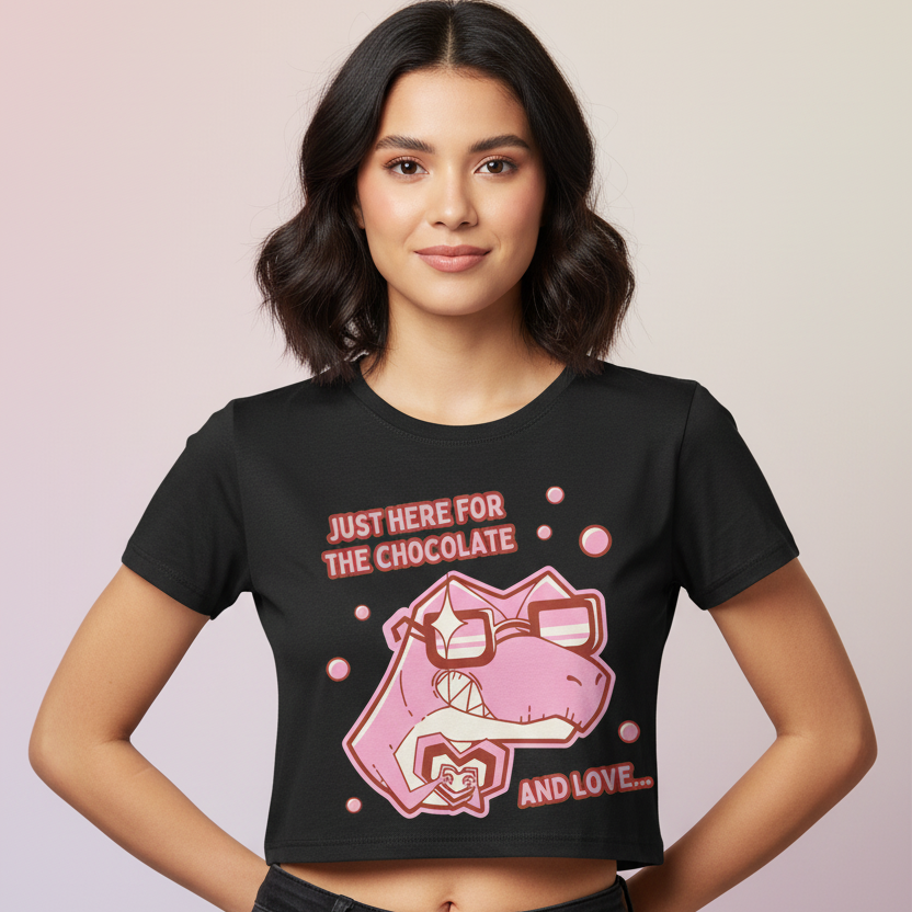 Women’s Crop Top Here for chocolate Print