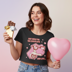 Women’s Crop Top Here for chocolate Print