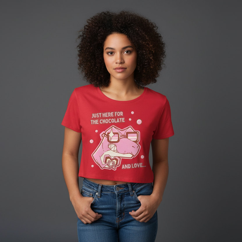 Women’s Crop Top Here for chocolate Print