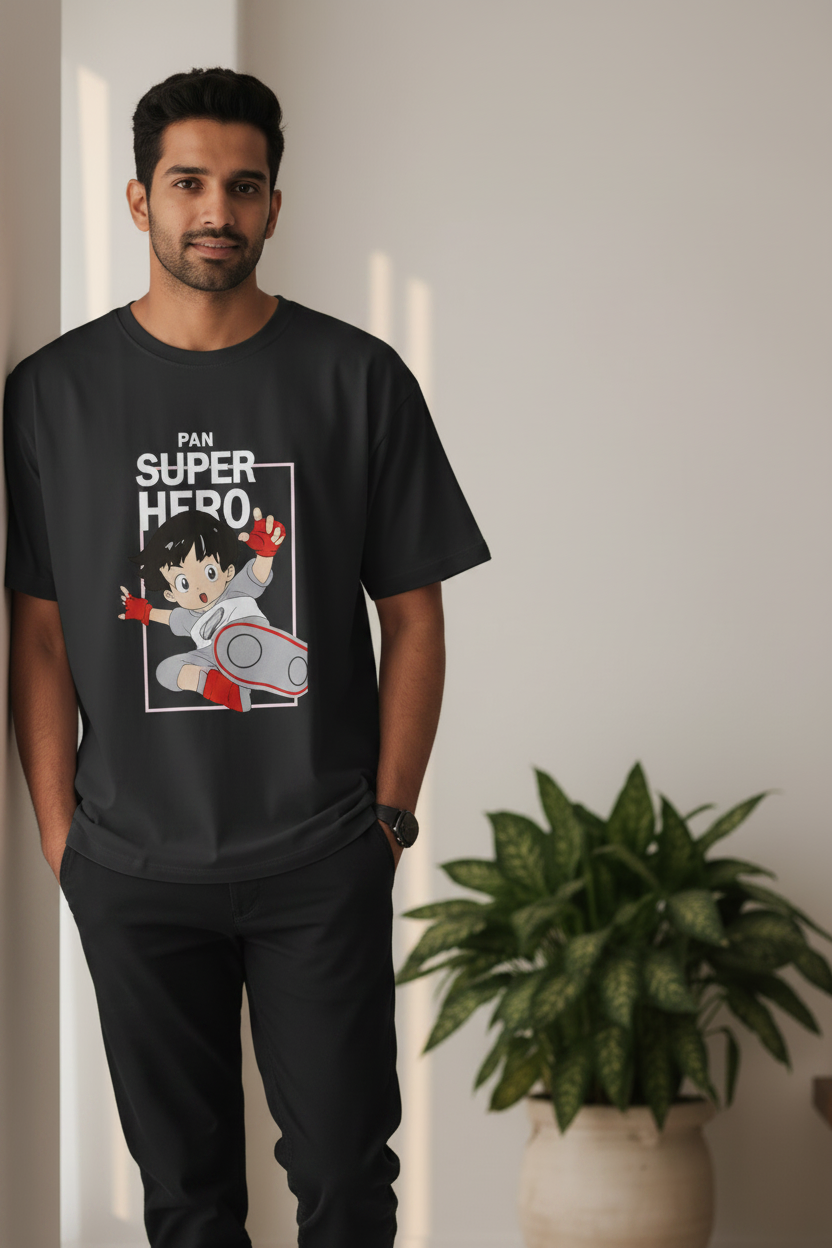 Men's Oversized T-Shirt Super Hero Print