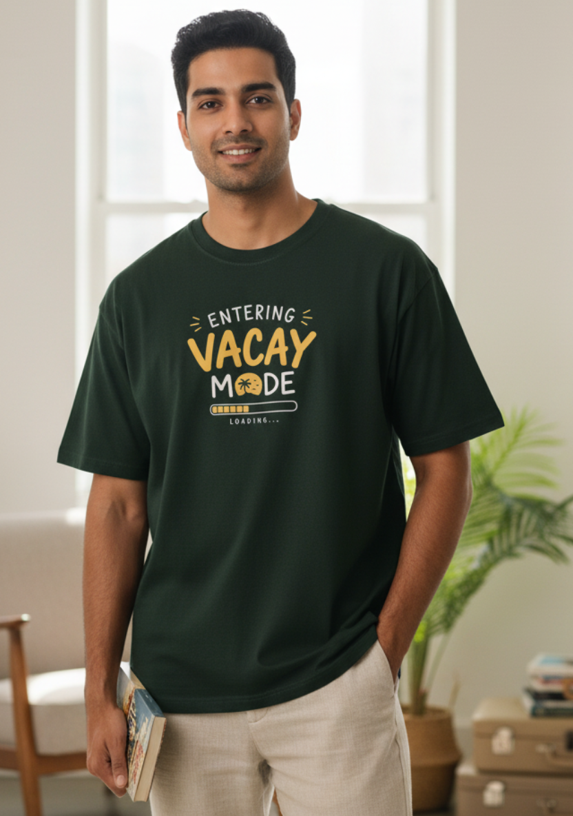 Men's Oversized T-shirt 'Vacay Mode Escaping Excel' Print