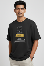 Men's Oversized T-Shirt 'Ctrl-Alt-Vacation' Print
