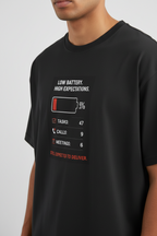 Men's Oversized T-Shirt 'Low Battery' Print