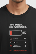 Men's Oversized T-Shirt 'Low Battery' Print