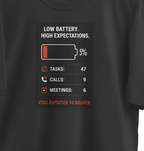 Men's Oversized T-Shirt 'Low Battery' Print