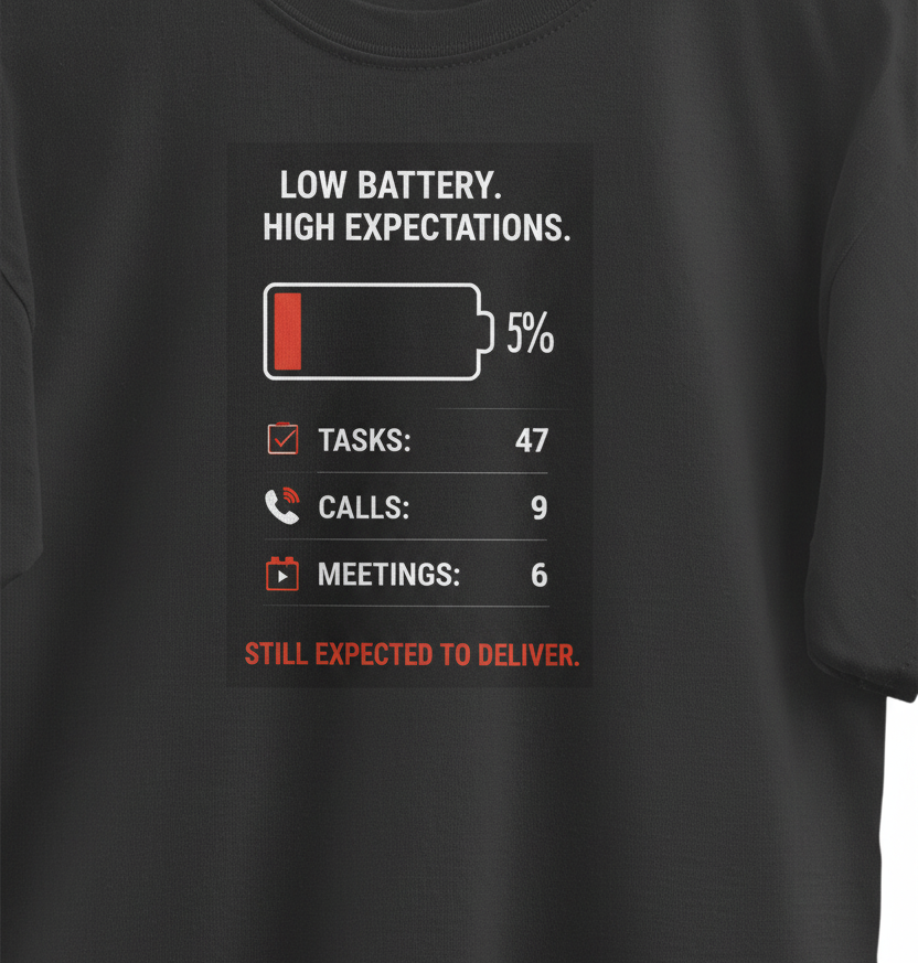 Men's Oversized T-Shirt 'Low Battery' Print