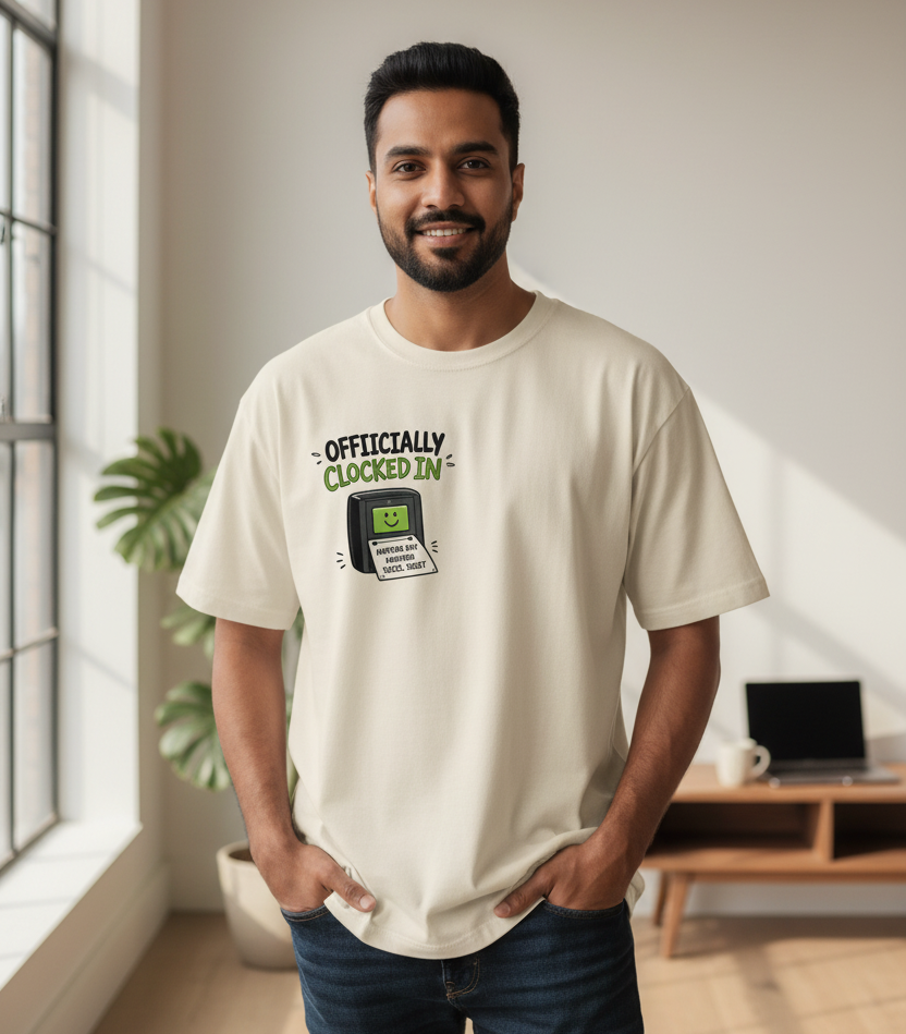 Men's Oversized T-shirt Officially Clocked In Print