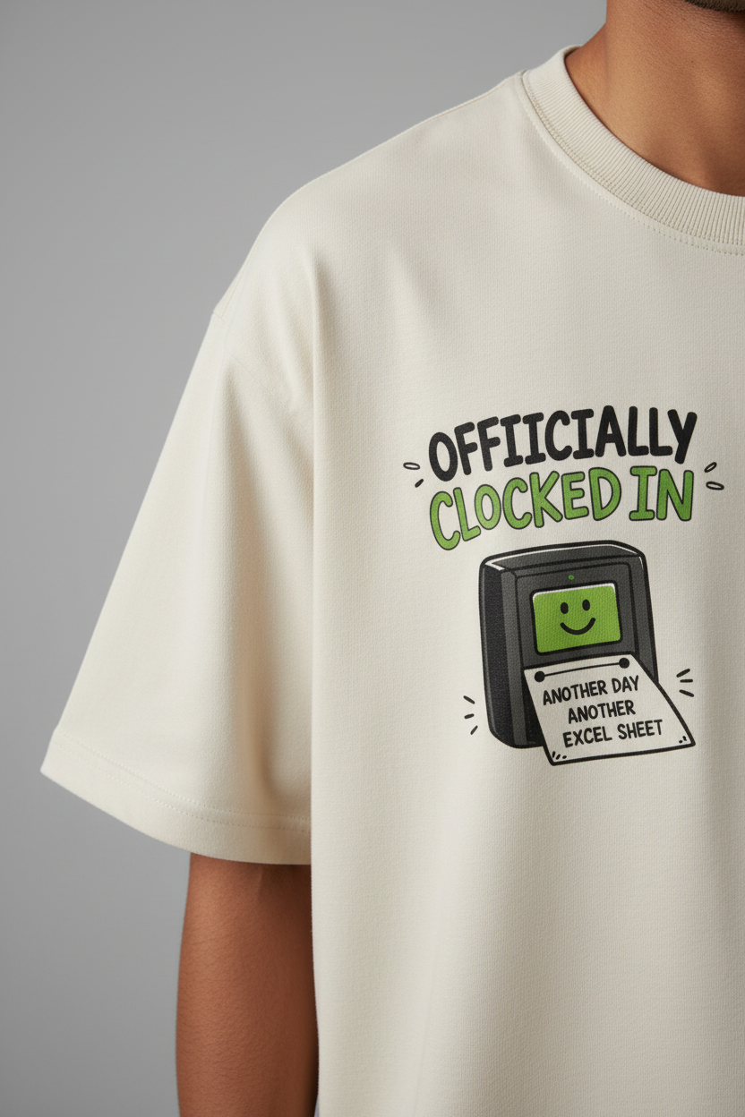 Men's Oversized T-shirt Officially Clocked In Print