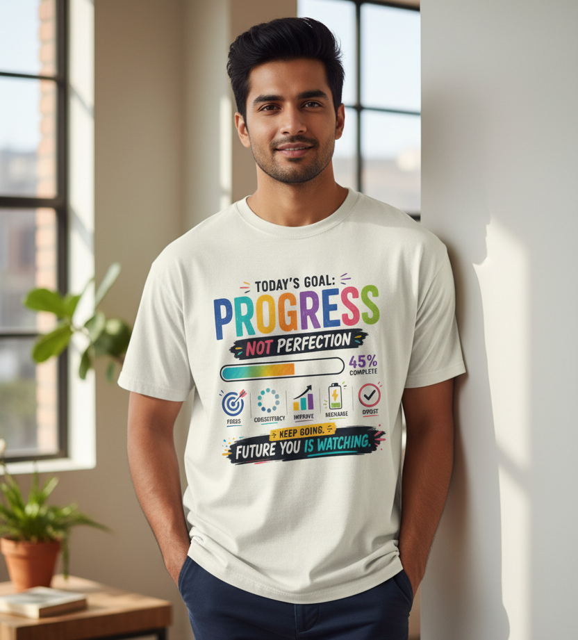 Men's Premium Oversized T-shirt 'Progress' Print
