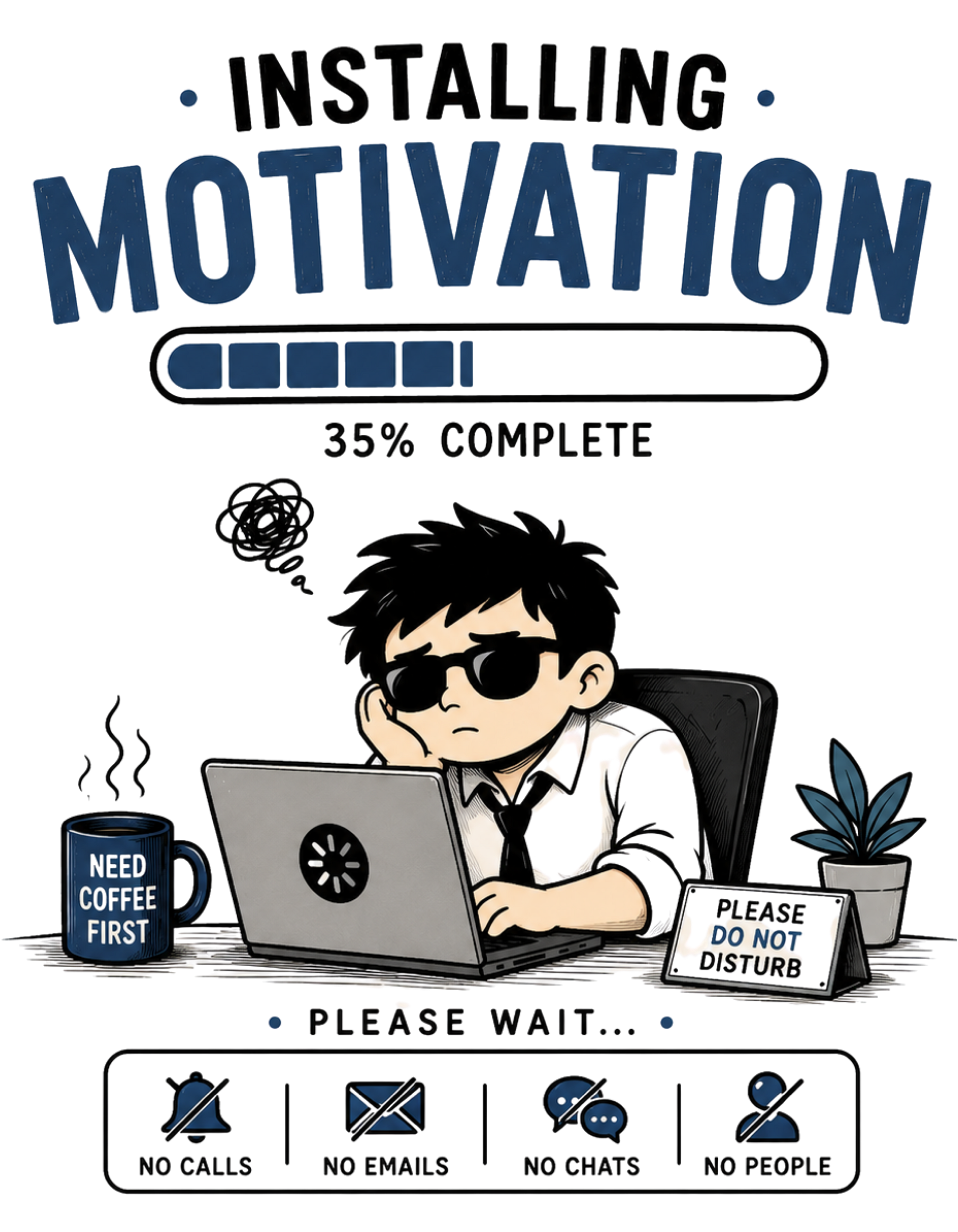 Men's Oversized T-Shirt 'Installing Motivation' Print